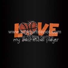 Love My Basketball Player Rhinestone Transfer Glitter Vinyl